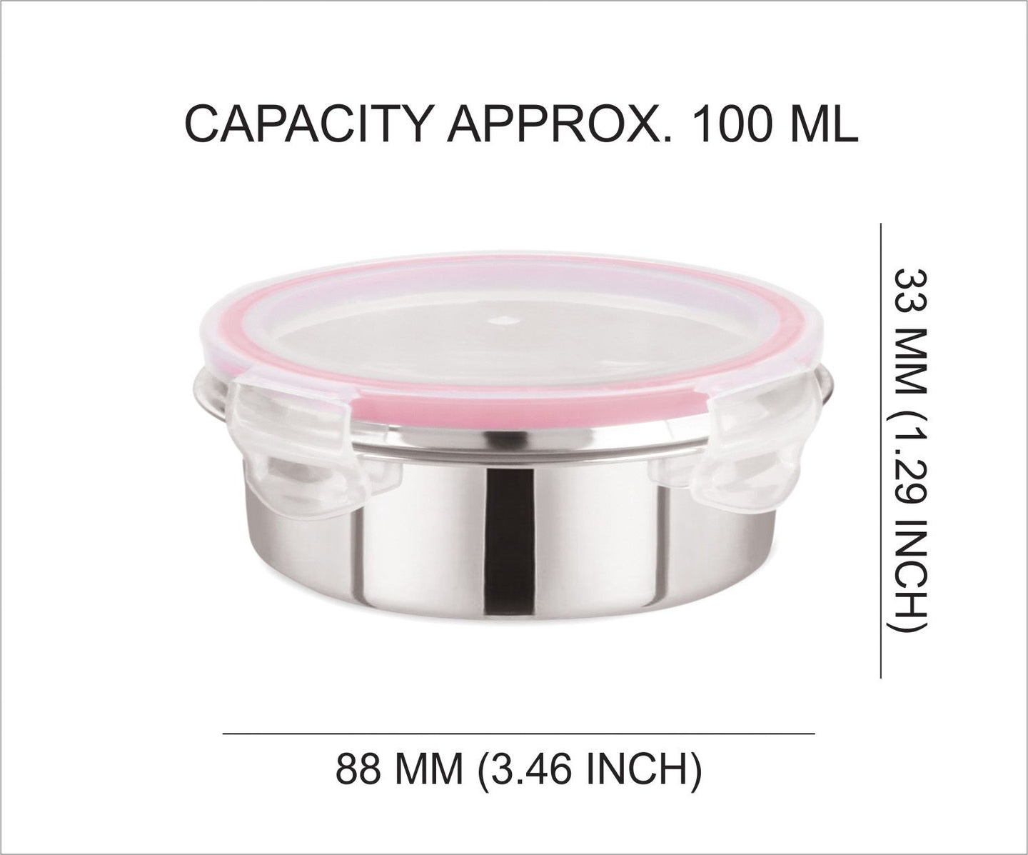 “Flip & Seal “ Stainless Steel Air Tight Storage Container- Set of 3(100mL,250mL,500mL)